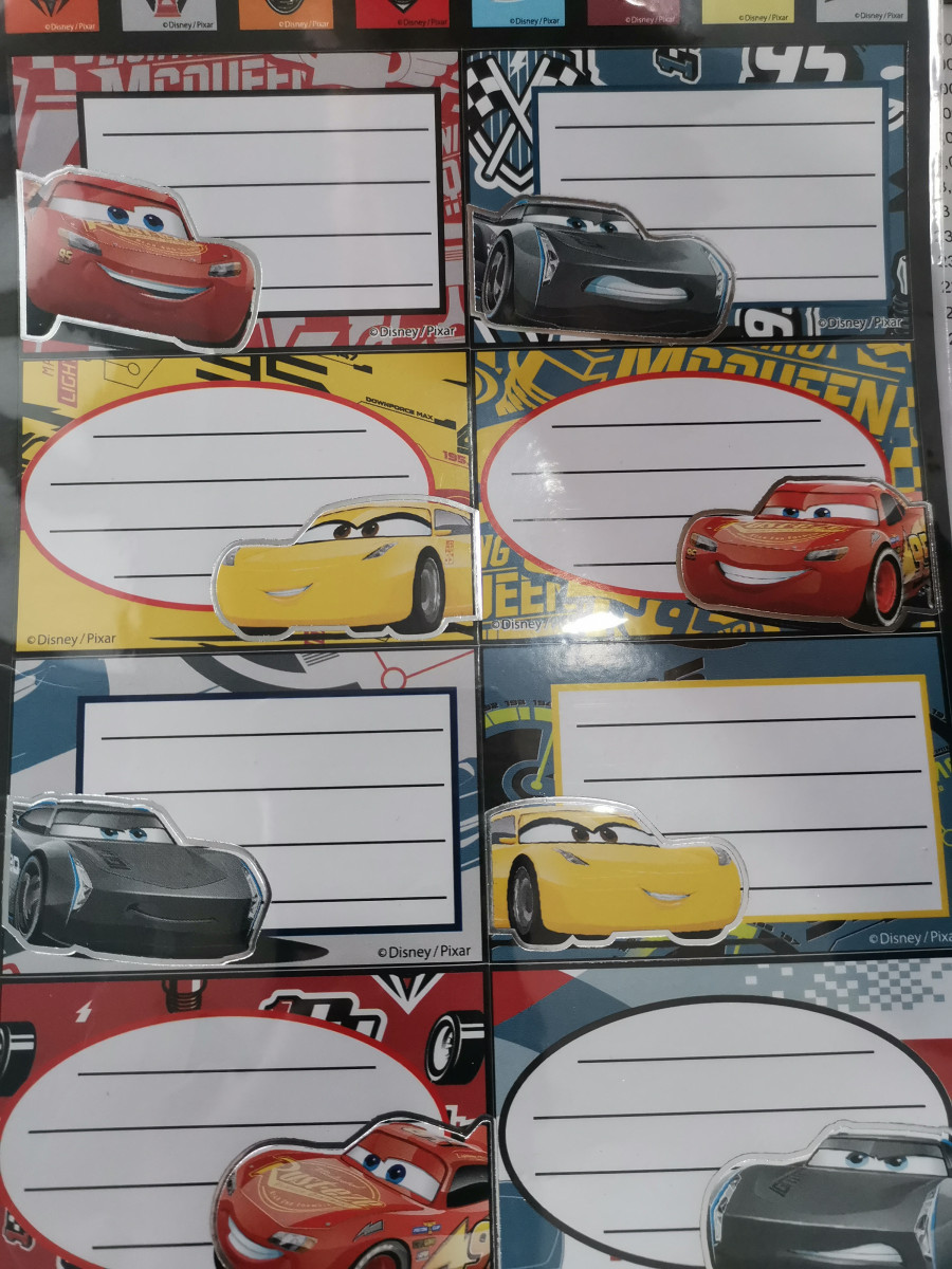 8 Etiquetas Autocolantes Cars 3