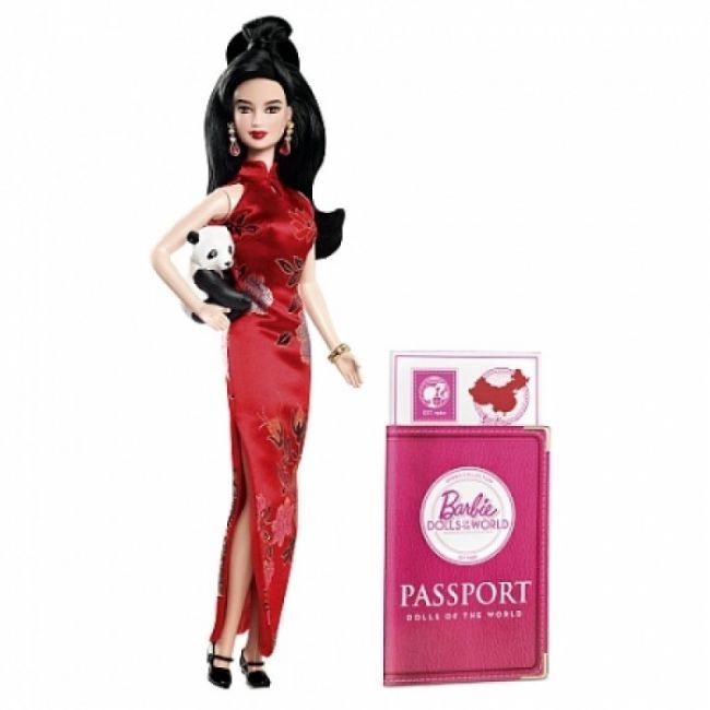 Vestido de festa vermelho chinês para boneca barbie, roupas com