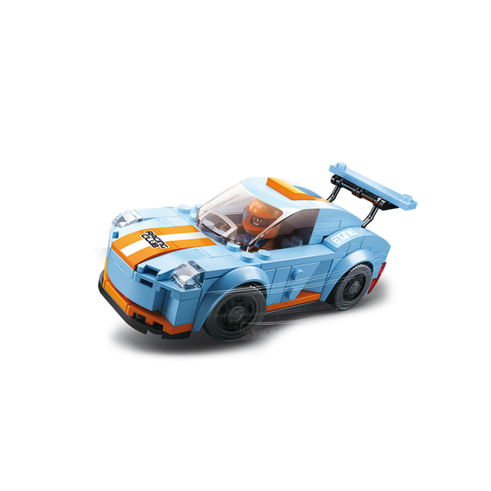 Sluban SL95503 Léopard (148 pièces) [M38-B0633A] Kit de Jeu avec Briques à Pinces, Voiture de Course avec Figurine de Jeu Car Club, Merhfarbig