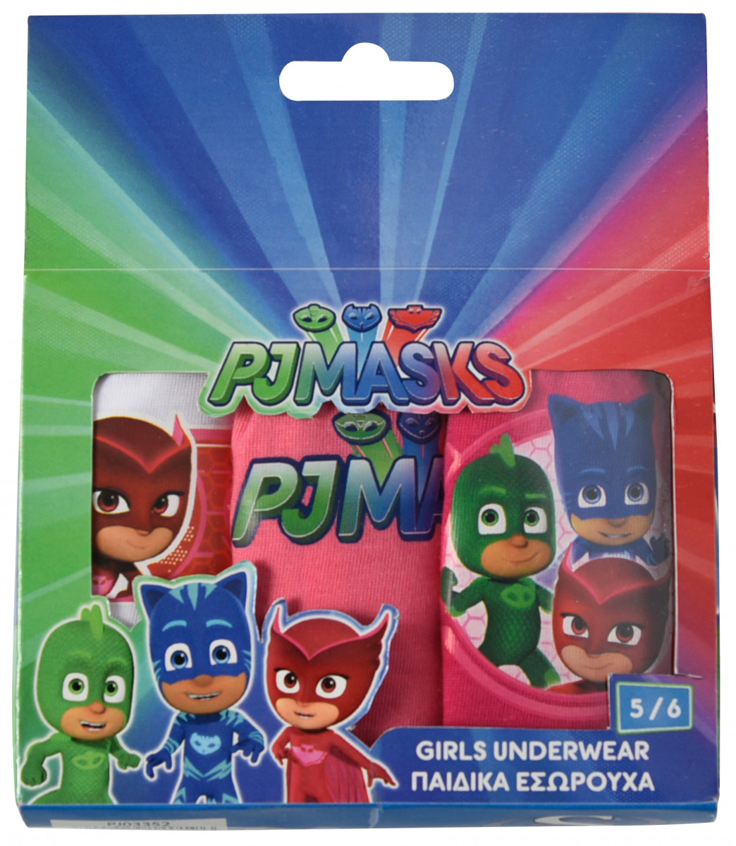 Conjunto 3 Cuecas Menina Pj Masks Corujinha -  2- 3 Anos