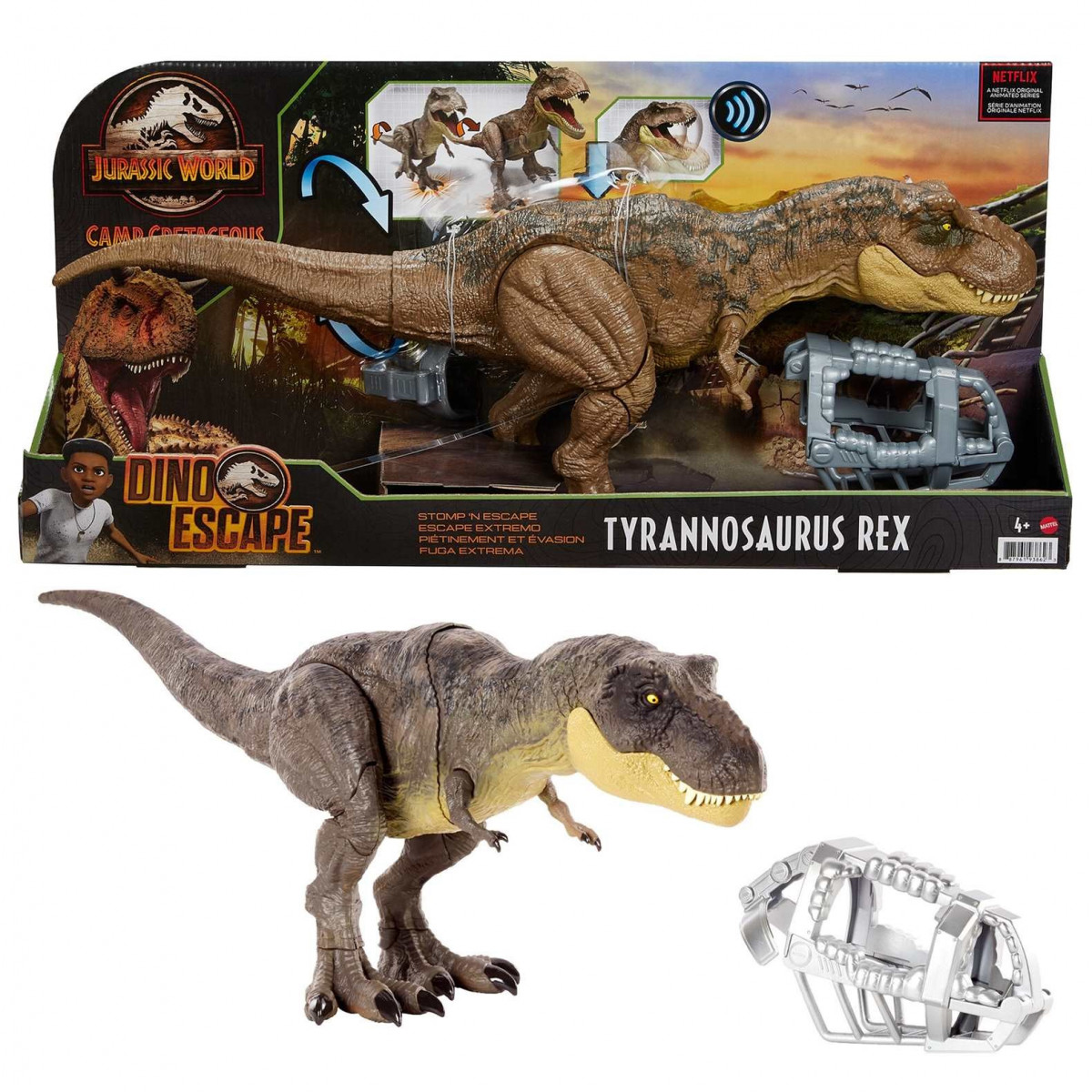 Jurassic World - Figura dinossauro T-Rex passo e ataque, JURASSIC WORLD