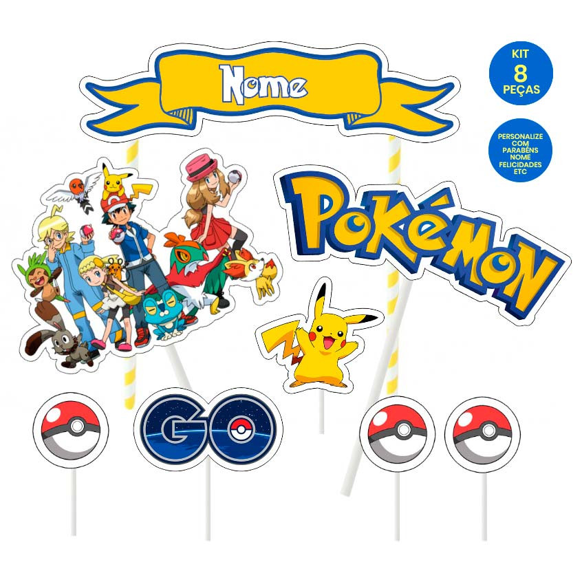 Kit Decoração Aniversário Personalizado com NOME e IDADE Pokémon -  Decoração Infantil!