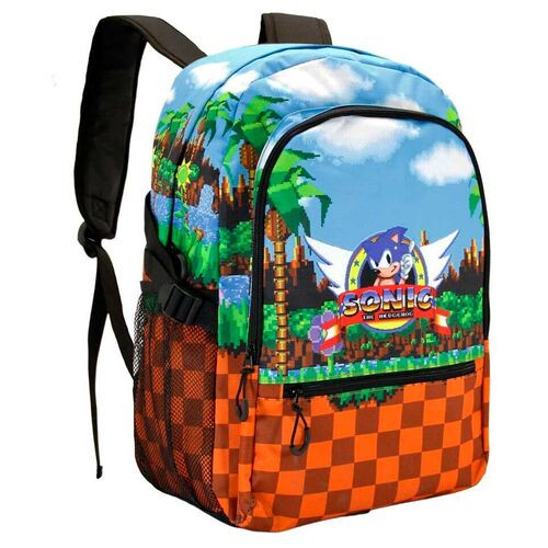 Mochila escolar multicolor do Sonic, tamanho padrão