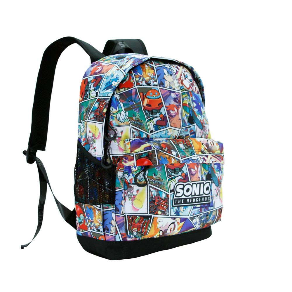 Mochila escolar multicolor do Sonic, tamanho padrão