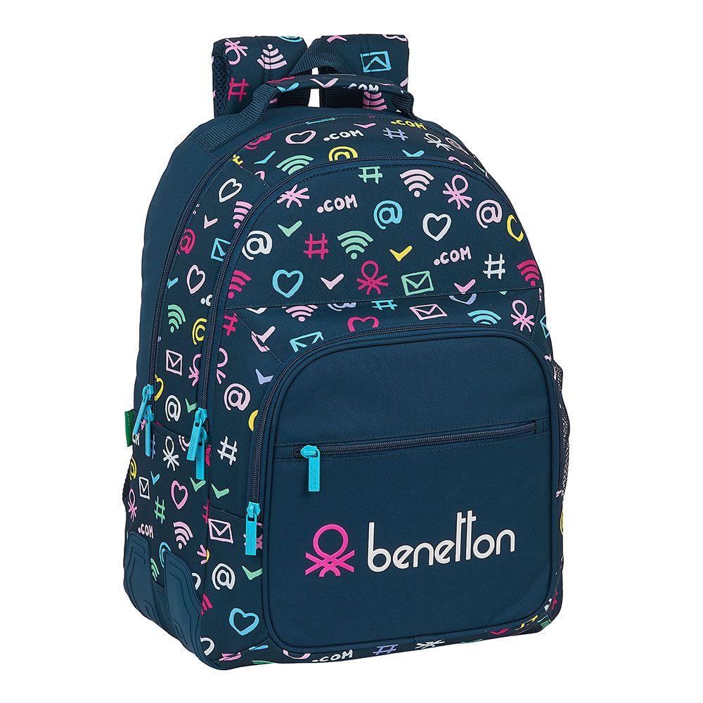 Mochila Escolar Benetton Dot Com Azul Marinho
