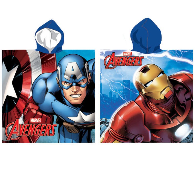 Marvel Poncho De Bain Captain America - Peignoir Enfant Super Héros Poncho Natation Captain America