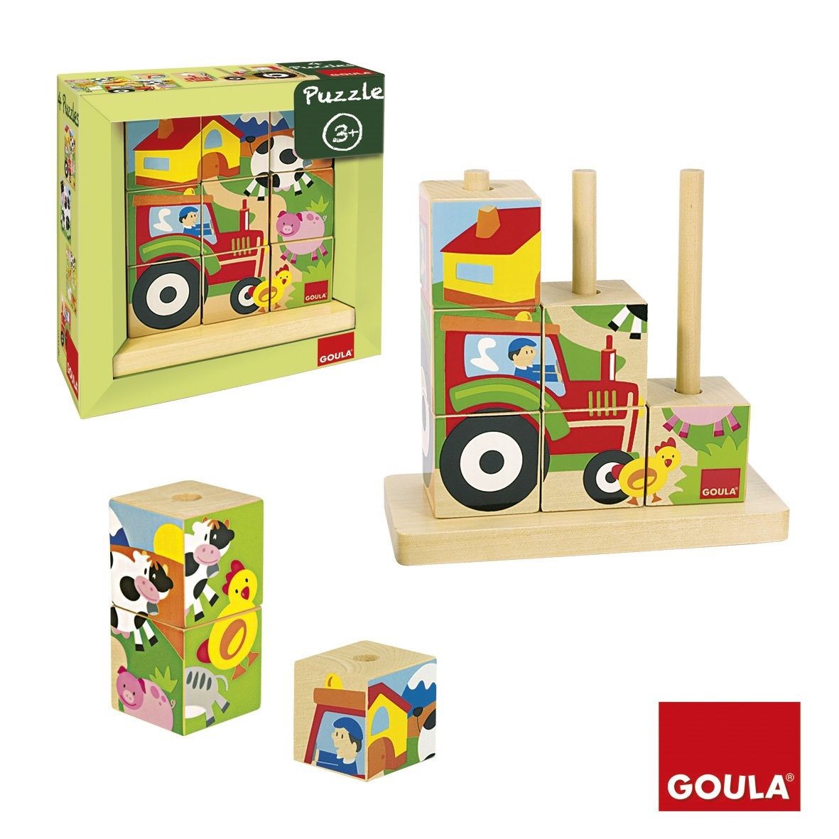 Jogo puzzles 6 cores madeira Goula