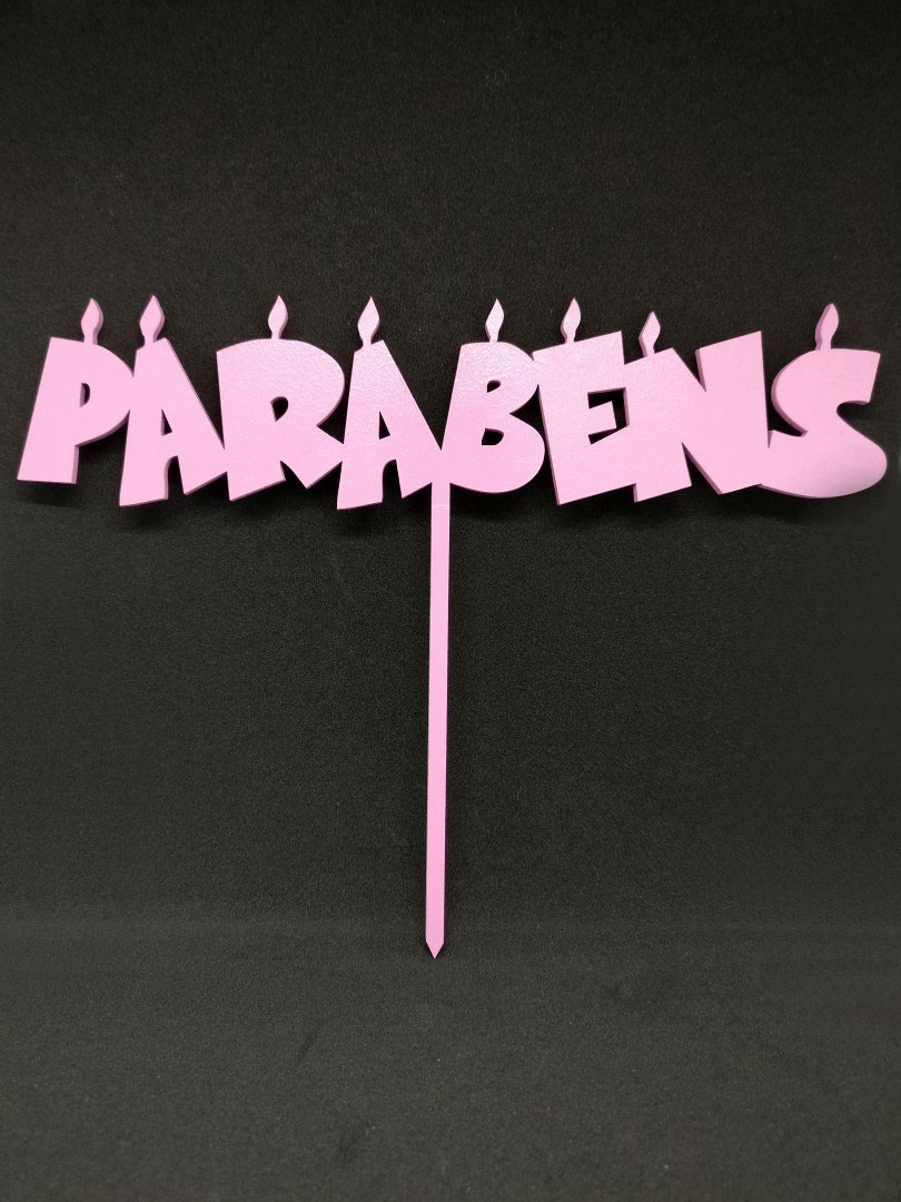 Topper de Bolo Parabéns Rosa Candles Loja da Criança