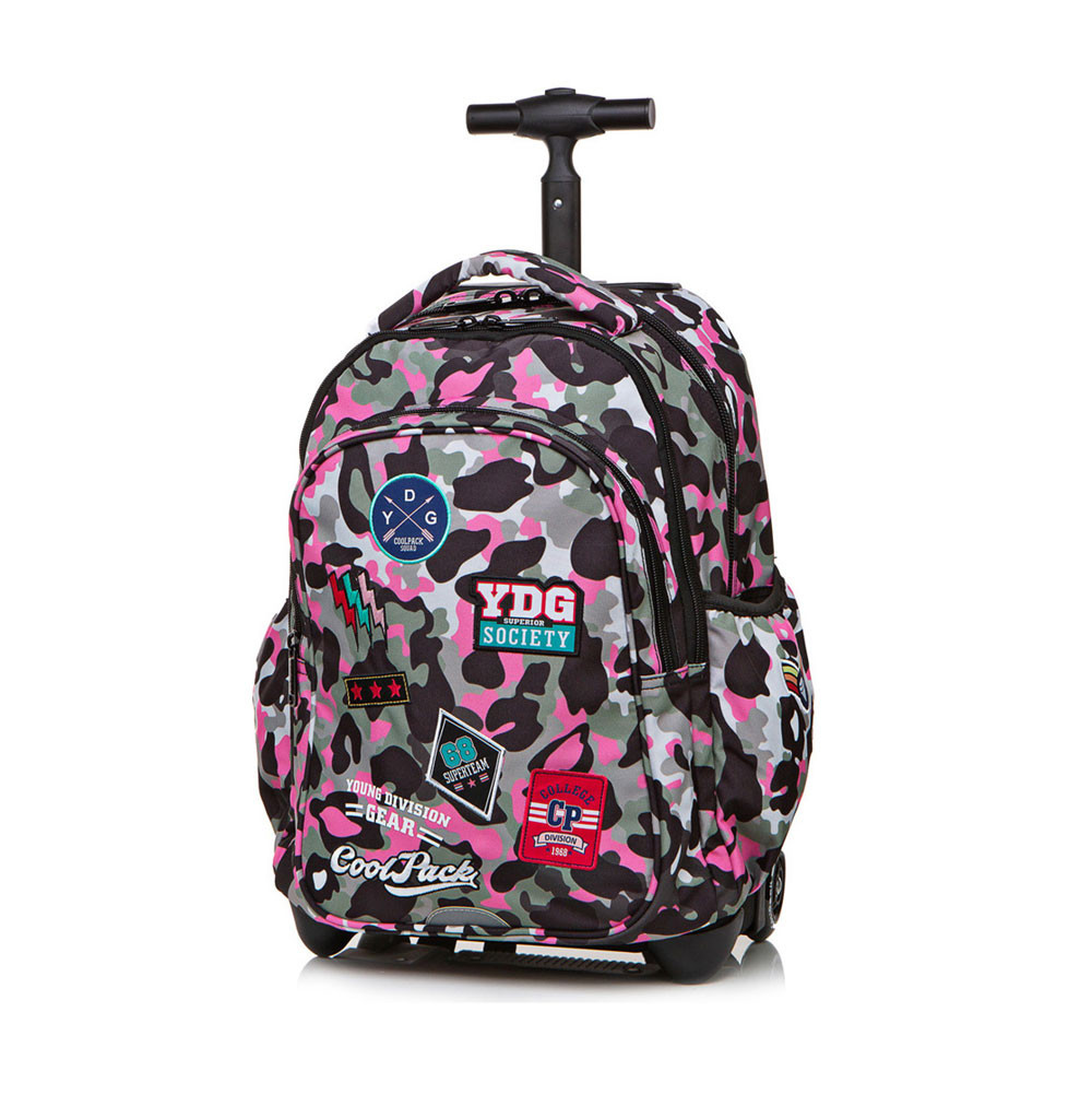 Trolley Mochila Escolar 44cm  Badges Camo Pink