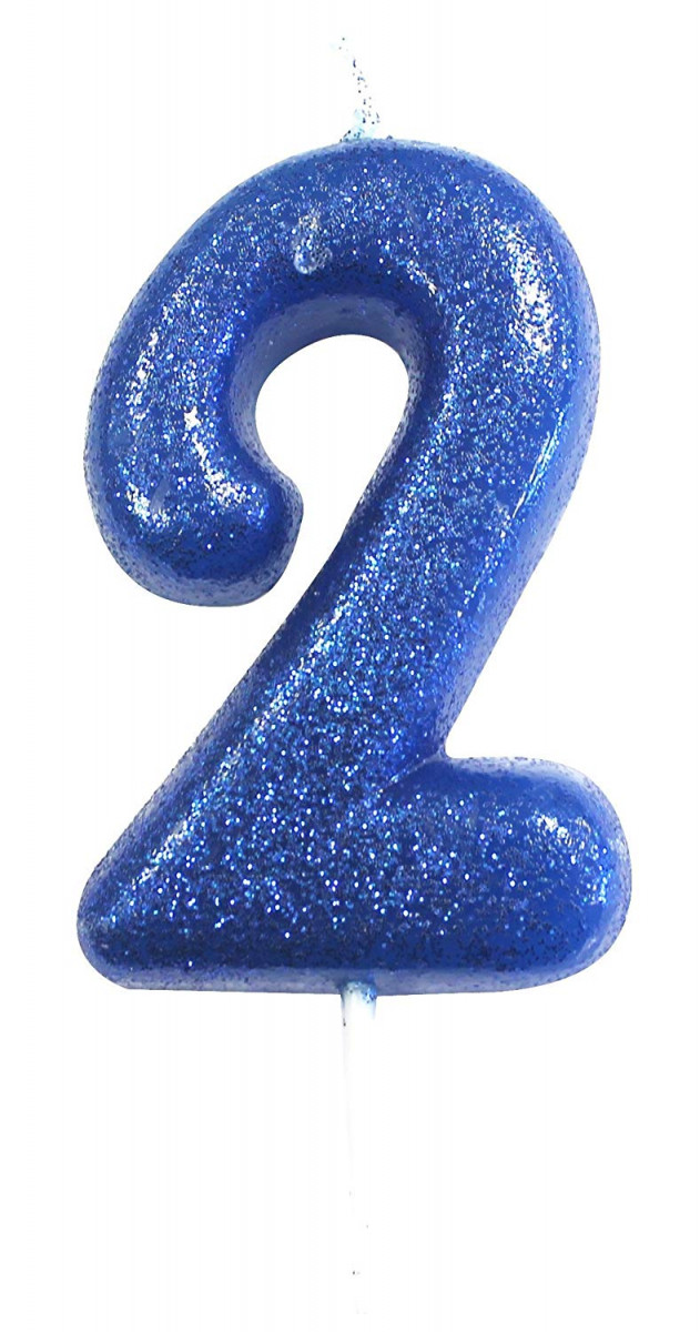Vela De Aniversário Número 4 Com Pata De Cachorro Azul E Glitter - Topo Para Bolo