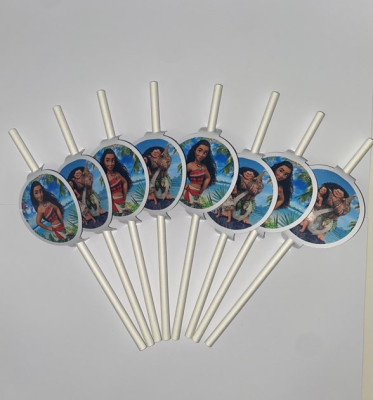 10 Palhinhas Papel Vaiana