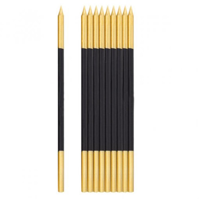 10 Velas Altas Preto e Dourado