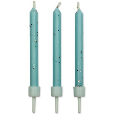 10 Velas Azul Glitter PME