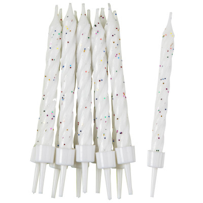 10 Velas Brancas Glitter