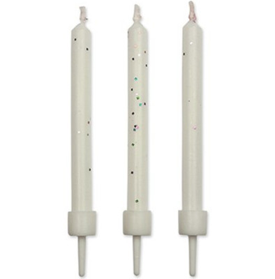 10 Velas Branco Glitter PME