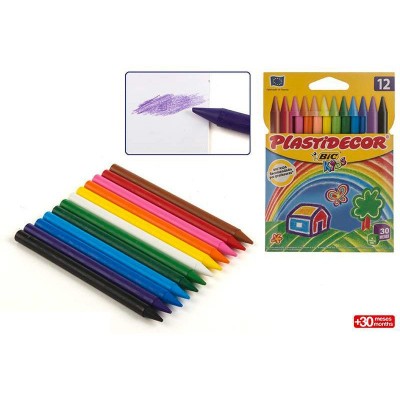 12 lápis Cera Bic Plastidecor