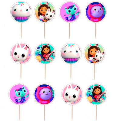 12 Mini Toppers Gabby Casa de Bonecas