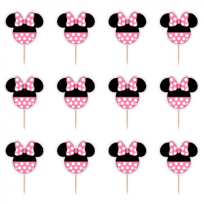 12 Mini Toppers Minnie Pink