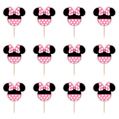 12 Mini Toppers Minnie Pink