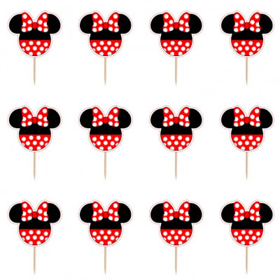 12 Mini Toppers Minnie Red