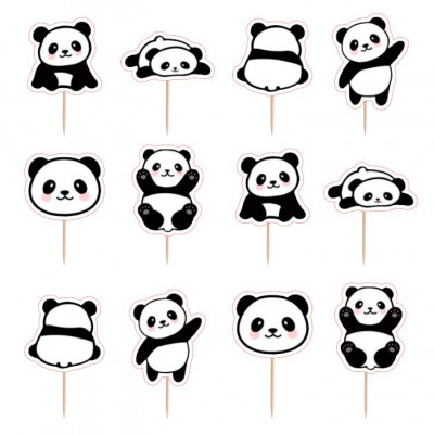 12 Mini Toppers Panda