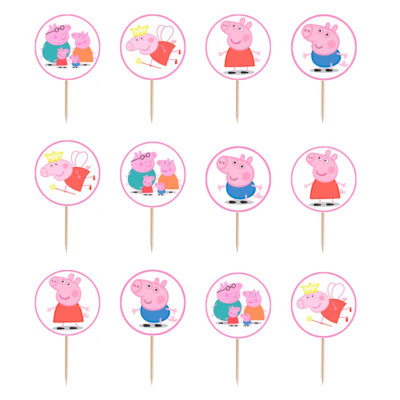 12 Mini Toppers Porquinha Peppa