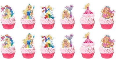 12 Mini Toppers Recortados Barbie