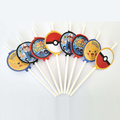 12 Palhinhas Papel Pokémon
