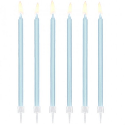 12 Velas Azuis Claras 14cm