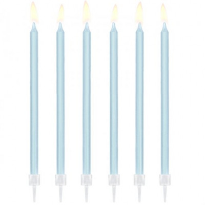 12 Velas Azuis Claras 14cm