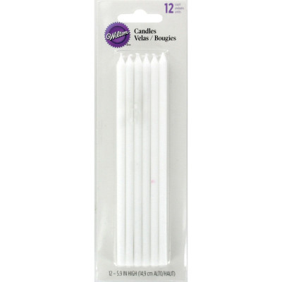 12 Velas Brancas Wilton 15cm