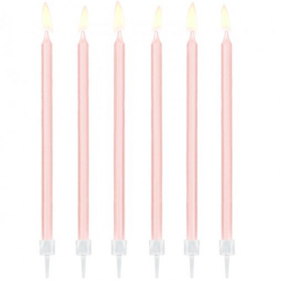 12 Velas Rosas Claras 14cm