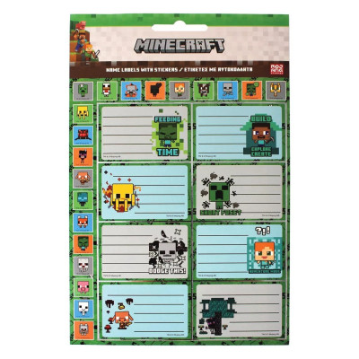 16 Etiquetas + Autocolantes Escolares Minecraft