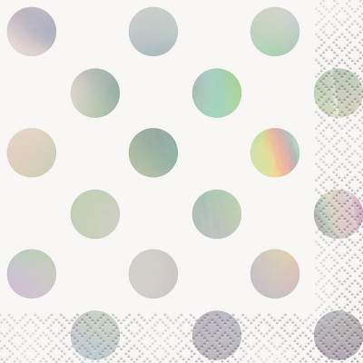 16 Guardanapos de papel -  Bolinhas Irisdescentes