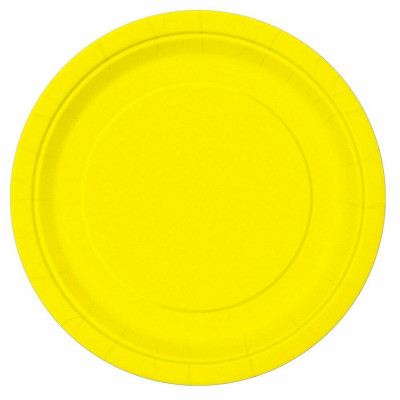 16 Pratos Amarelos Neon 22 cm
