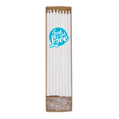 16 Velas Altas Branco com Detalhe Ouro