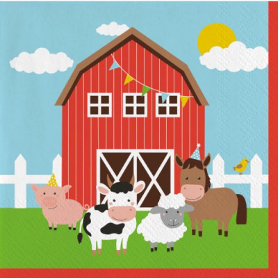 20 Guardanapos Animais da Quinta 33cm