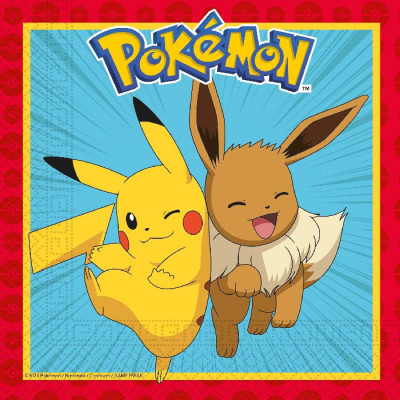 20 Guardanapos Pokémon Pikachu e Eevee