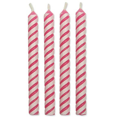 24 Velas Pequenas Listadas Rosas PME