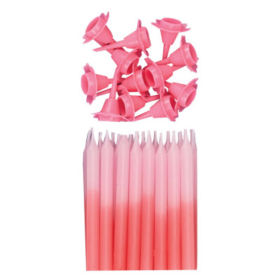 24 velas rosa + 12 bases