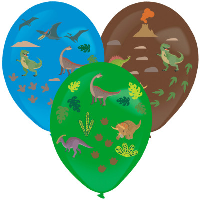 3 Balões com Autocolantes Happy Dinosaur