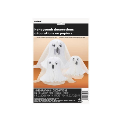 3 Decorações Papel Fantasmas Halloween