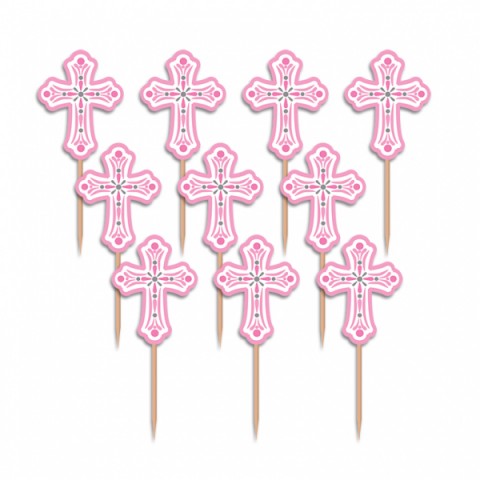 36 Palitos Cruzes Rosas