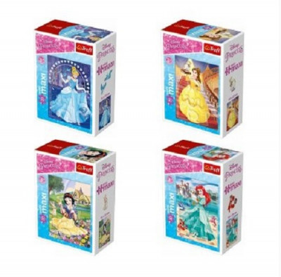 4 Mini Puzzles Princesas Disney 20 peças