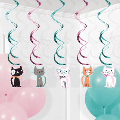 5 Espirais Decorativas Gato Purrfect Party