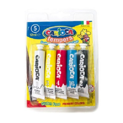 5 Tintas Guaches Carioca Tempera 12ml