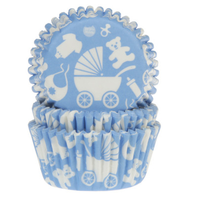 50 Cápsulas Cupcakes Bebé Azul Claro