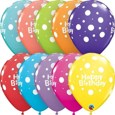 6 Balões Latex Happy Birthday Dots