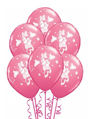 6 Balões Minnie - Rosa Pastel