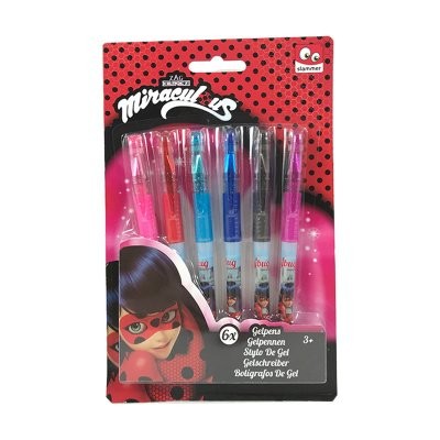 6 canetas cor gel Ladybug